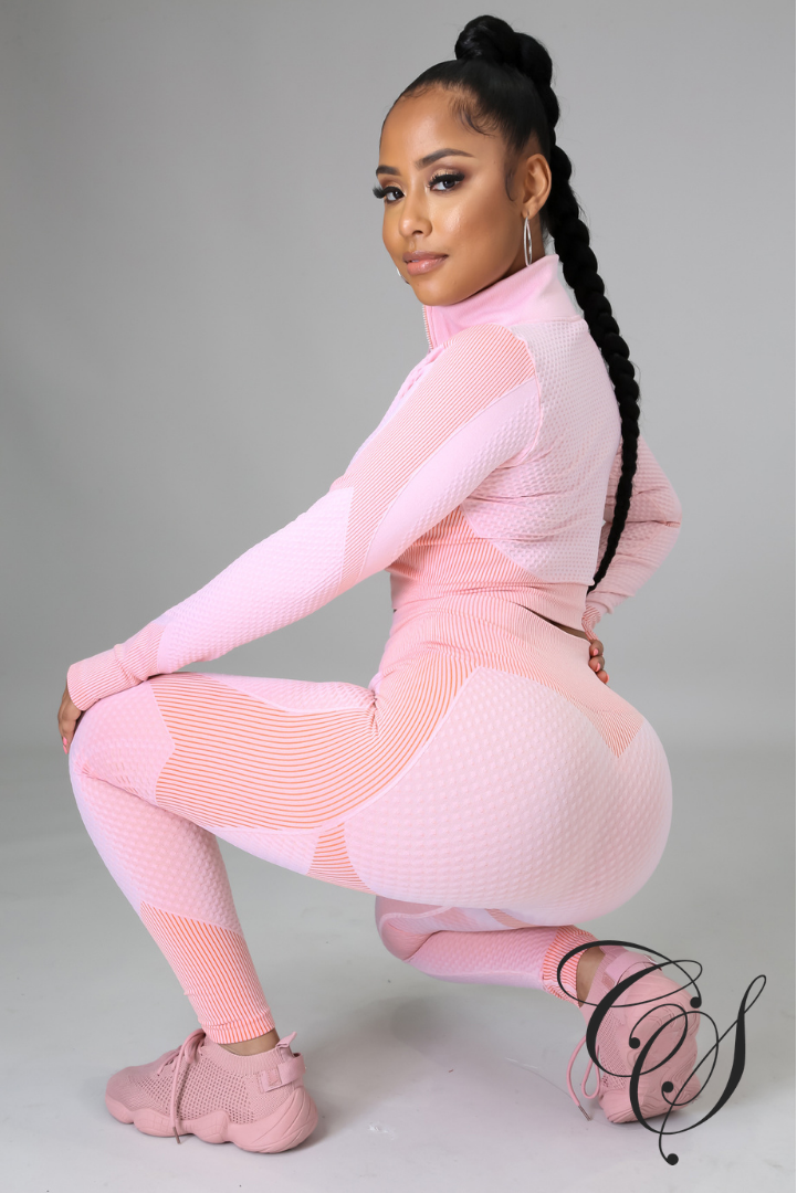 Kate Honey Comb Active Cropped Top + Leggings Set