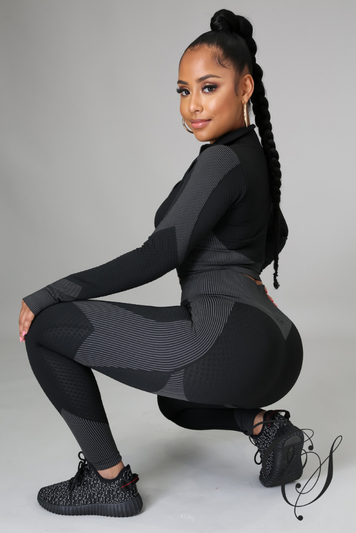 Kate Honey Comb Active Cropped Top + Leggings Set