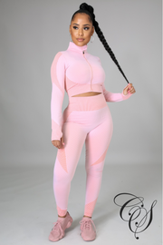 Kate Honey Comb Active Cropped Top + Leggings Set