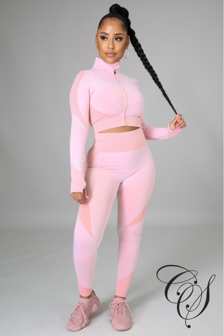 Kate Honey Comb Active Cropped Top + Leggings Set