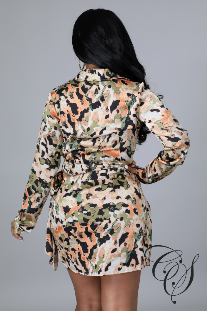 Kaylar Leopard Wrap Satin Dress