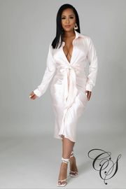 Kayleen Cream Satin Dress