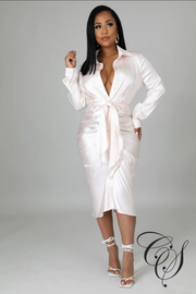Kayleen Cream Satin Dress