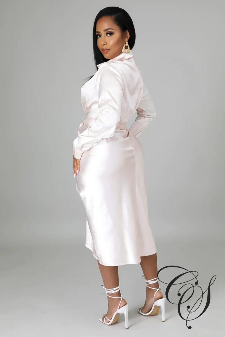 Kayleen Cream Satin Dress