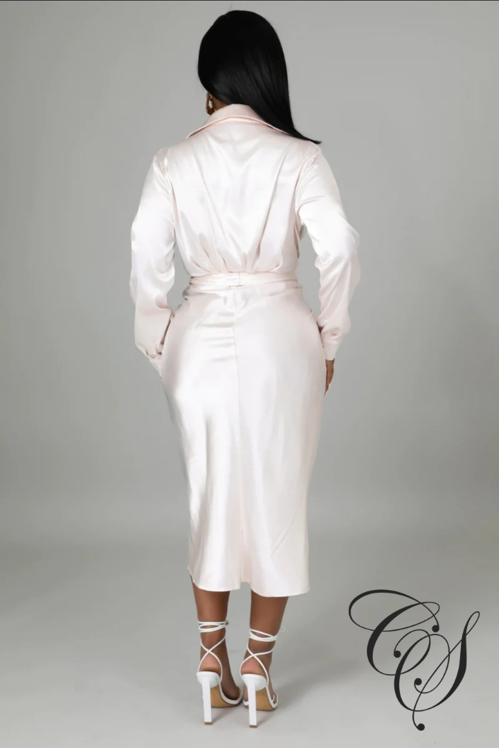 Kayleen Cream Satin Dress