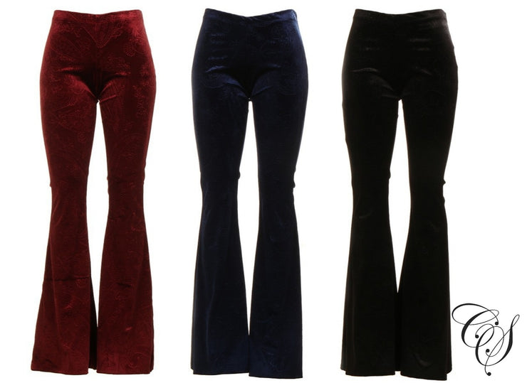 Kimberly Vintage Print Velvet Palazzo Pant, Pants - Designs By Cece Symoné