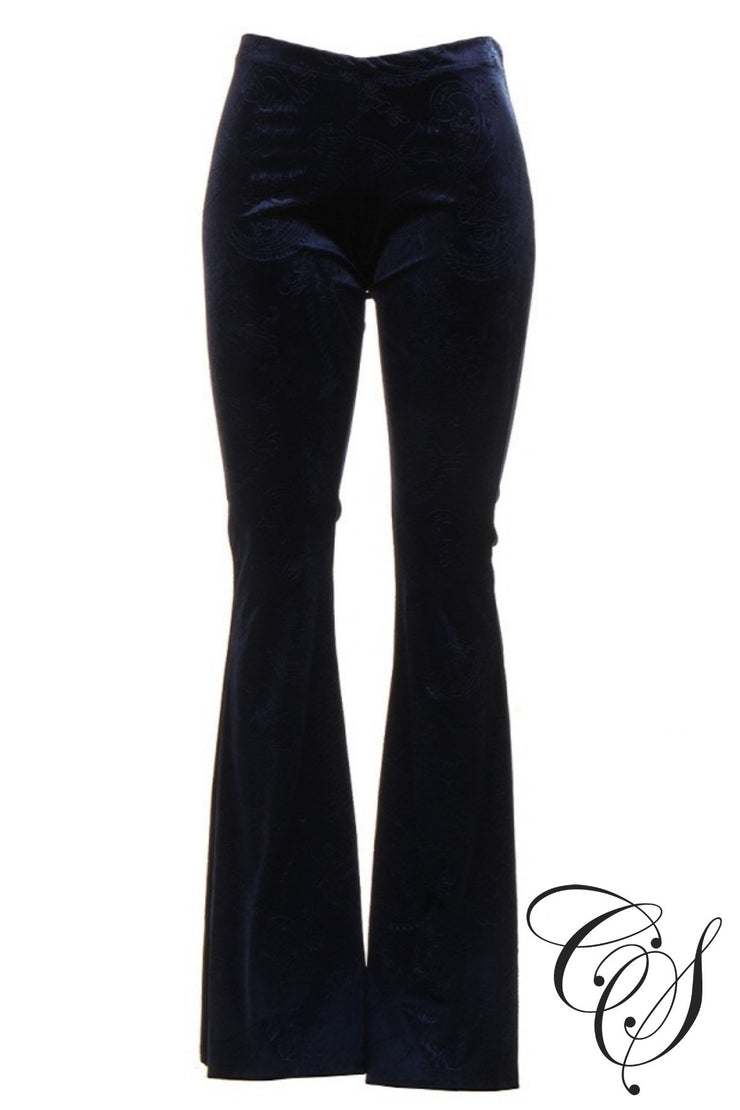 Kimberly Vintage Print Velvet Palazzo Pant, Pants - Designs By Cece Symoné