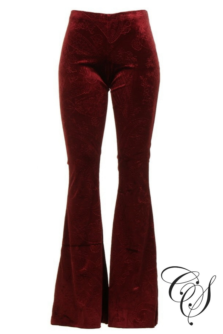 Kimberly Vintage Print Velvet Palazzo Pant, Pants - Designs By Cece Symoné
