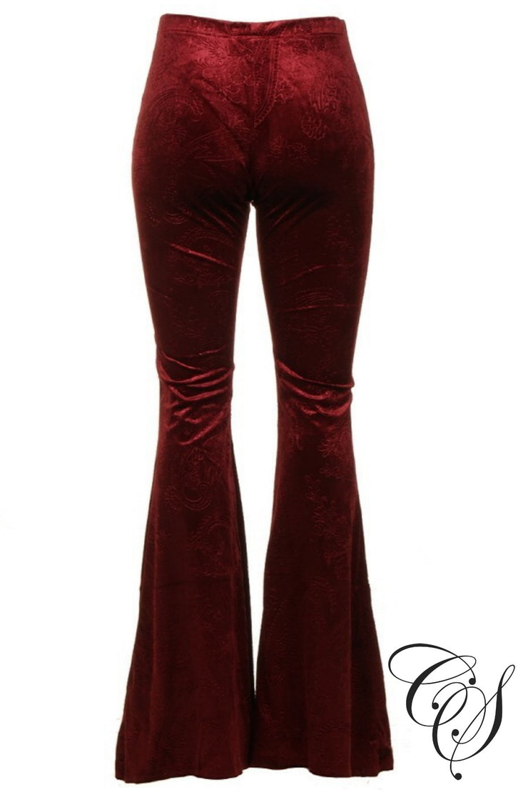 Kimberly Vintage Print Velvet Palazzo Pant, Pants - Designs By Cece Symoné
