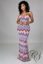 Kori Chevron Print Maxi Dress