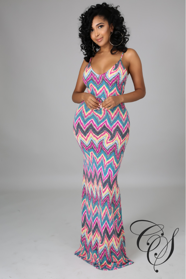 Kori Chevron Print Maxi Dress