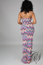 Kori Chevron Print Maxi Dress