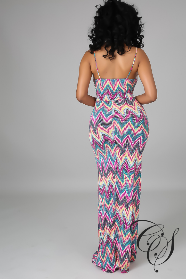 Kori Chevron Print Maxi Dress