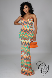 Kori Chevron Print Maxi Dress