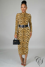 Lacey Turtle Neck Animal Print Dress, Dresses - Designs By Cece Symoné