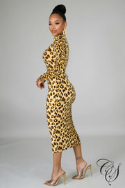 Lacey Turtle Neck Animal Print Dress, Dresses - Designs By Cece Symoné