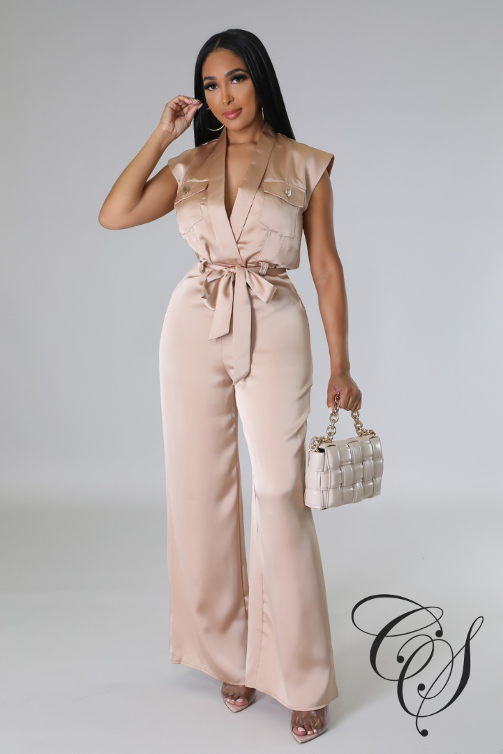 Lani Sleeveless Satin Jumpsuit