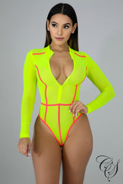Leann Sporty Sheer Bodysuit Bodysuit, Bodysuit - Designs By Cece Symoné