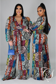 Leyla Multi Color Snakeskin Print Jumpsuit