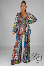 Leyla Multi Color Snakeskin Print Jumpsuit
