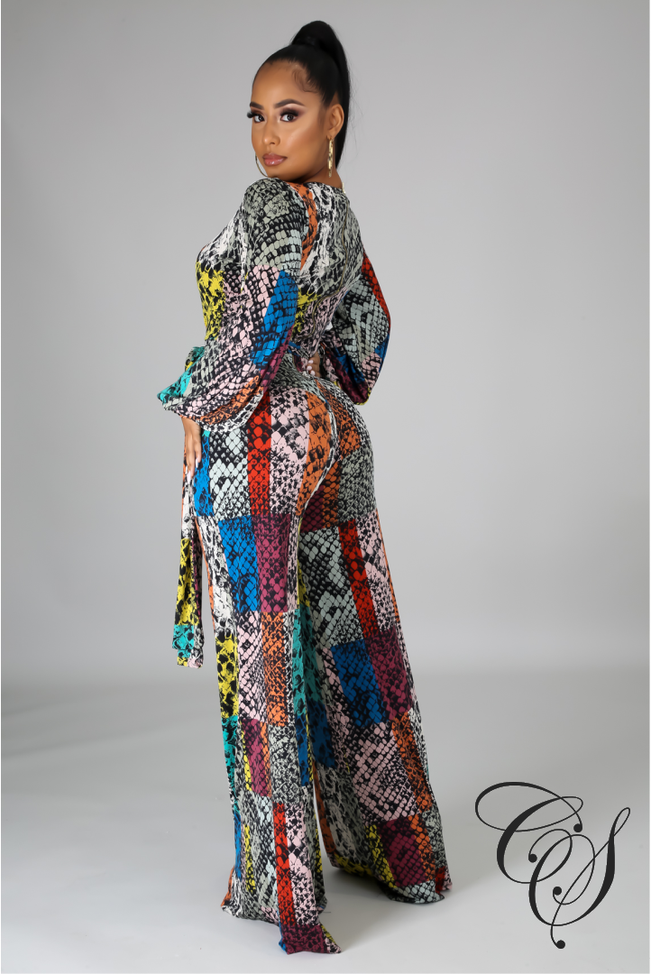 Leyla Multi Color Snakeskin Print Jumpsuit