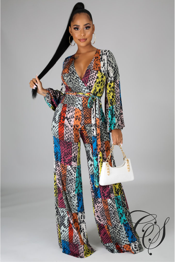 Leyla Multi Color Snakeskin Print Jumpsuit