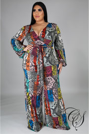 Leyla Multi Color Snakeskin Print Jumpsuit