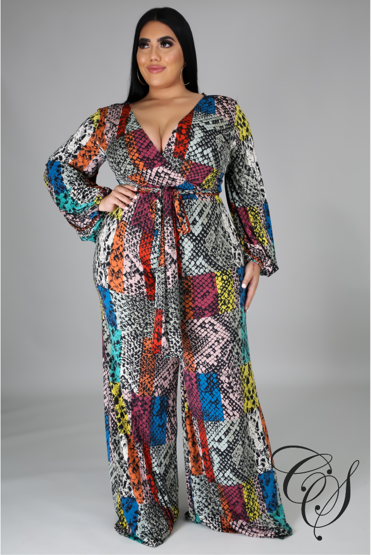 Leyla Multi Color Snakeskin Print Jumpsuit
