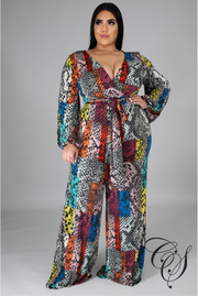 Leyla Multi Color Snakeskin Print Jumpsuit