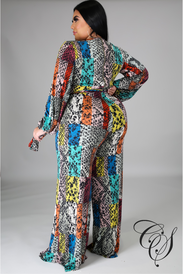 Leyla Multi Color Snakeskin Print Jumpsuit