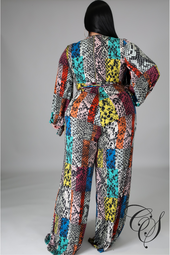 Leyla Multi Color Snakeskin Print Jumpsuit