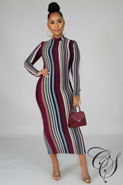 Lia Metallic Striped Midi Dress, Dresses - Designs By Cece Symoné