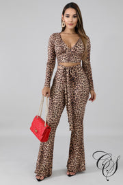 Lidia Leopard Palazzo Tie Set, set - Designs By Cece Symoné