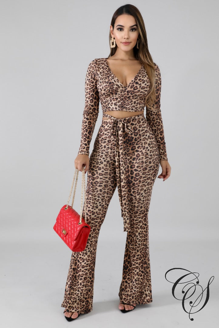 Lidia Leopard Palazzo Tie Set, set - Designs By Cece Symoné