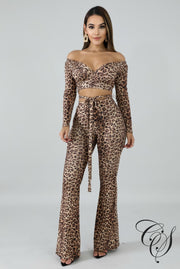 Lidia Leopard Palazzo Tie Set, set - Designs By Cece Symoné