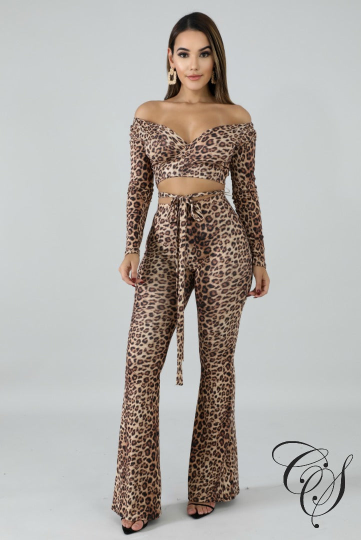Lidia Leopard Palazzo Tie Set, set - Designs By Cece Symoné