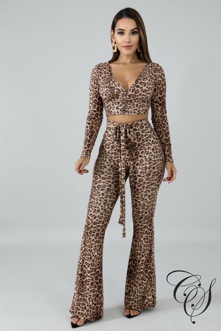 Lidia Leopard Palazzo Tie Set, set - Designs By Cece Symoné