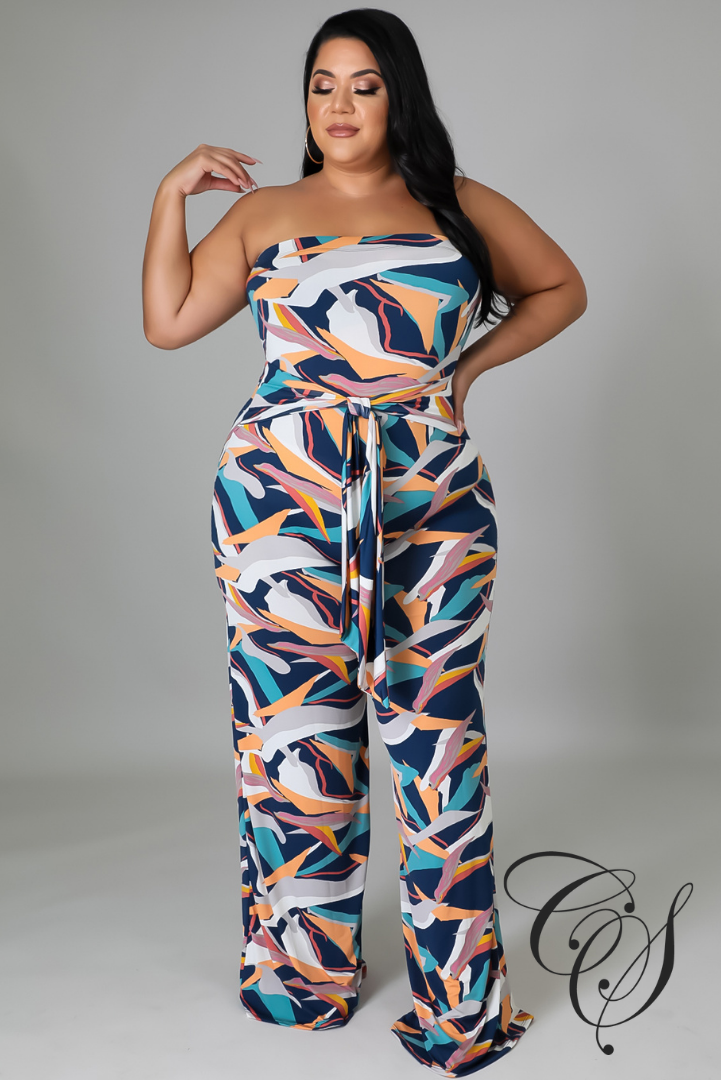 Lina Multi Printed Wide Leg Bandeau Jumpsuit