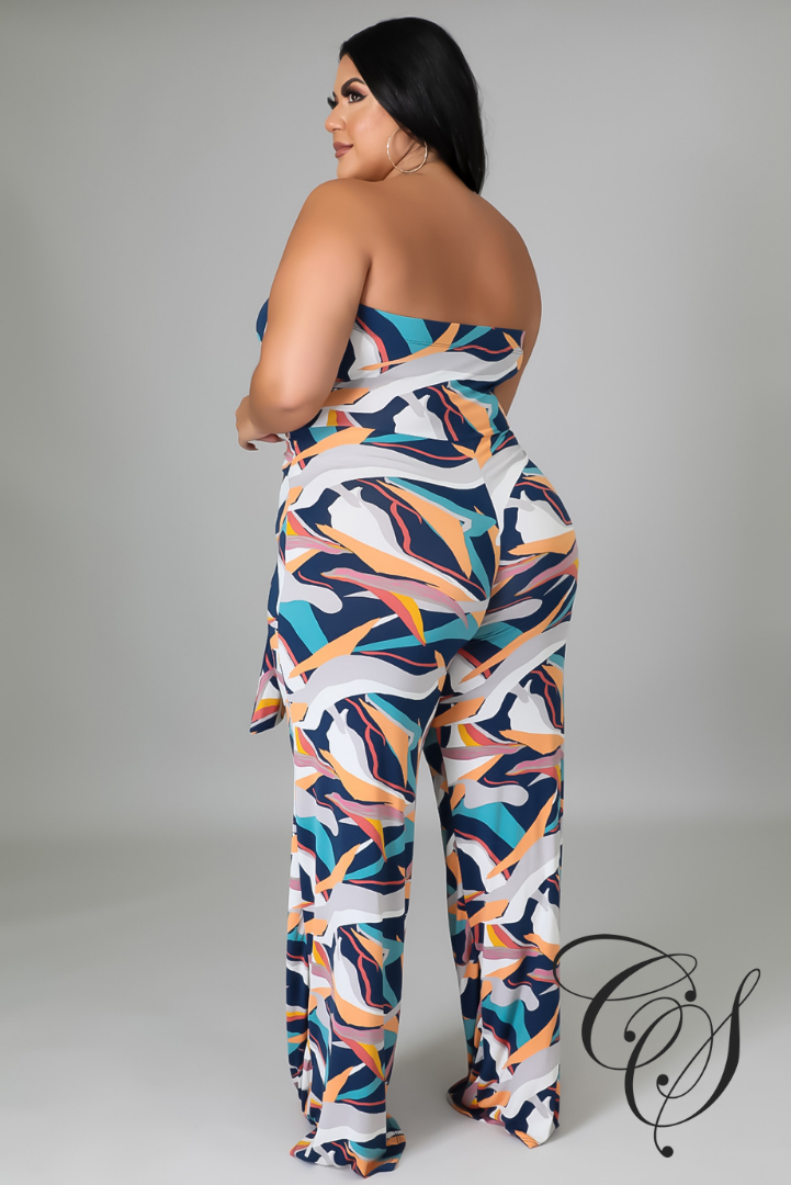 Lina Multi Printed Wide Leg Bandeau Jumpsuit