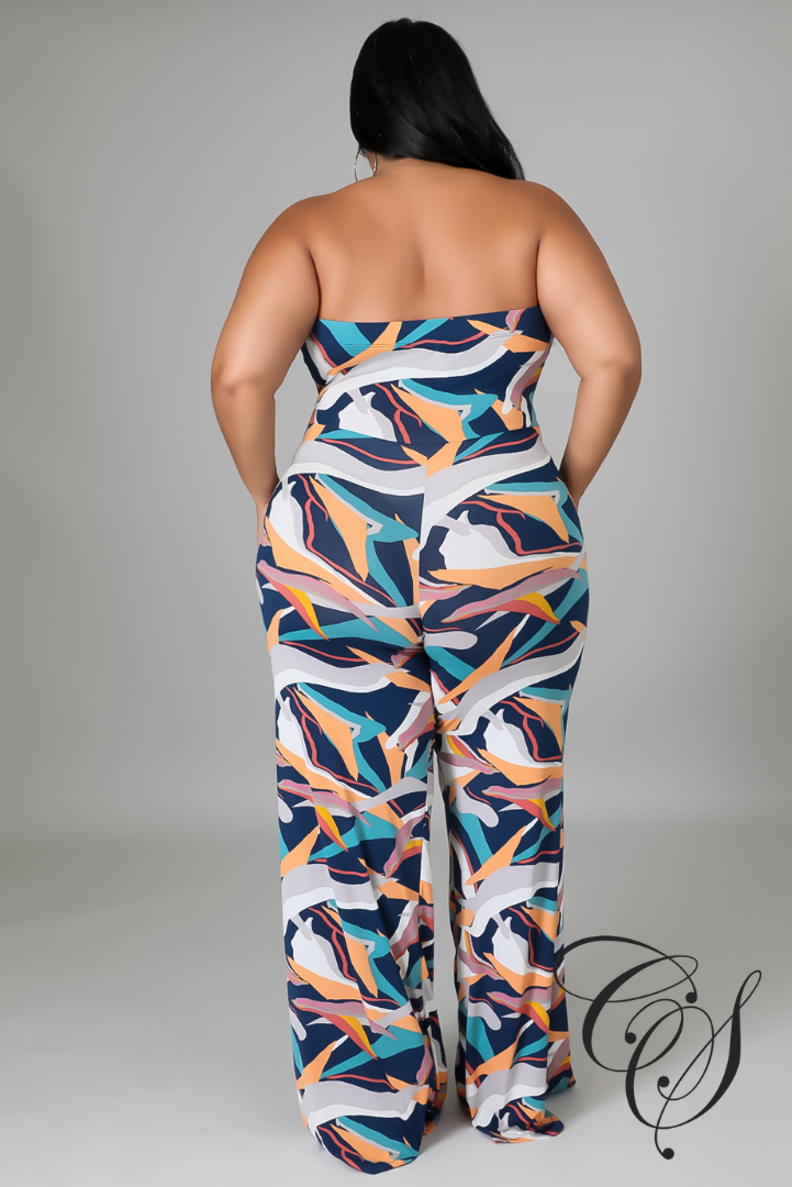 Lina Multi Printed Wide Leg Bandeau Jumpsuit