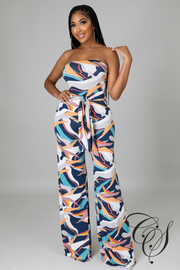 Lina Multi Printed Wide Leg Bandeau Jumpsuit