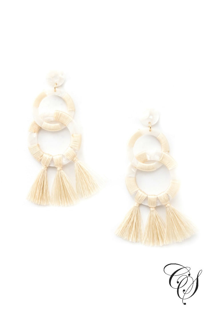Linked Acetate Hoop Tassel Earrings, earrings - Designs By Cece Symoné