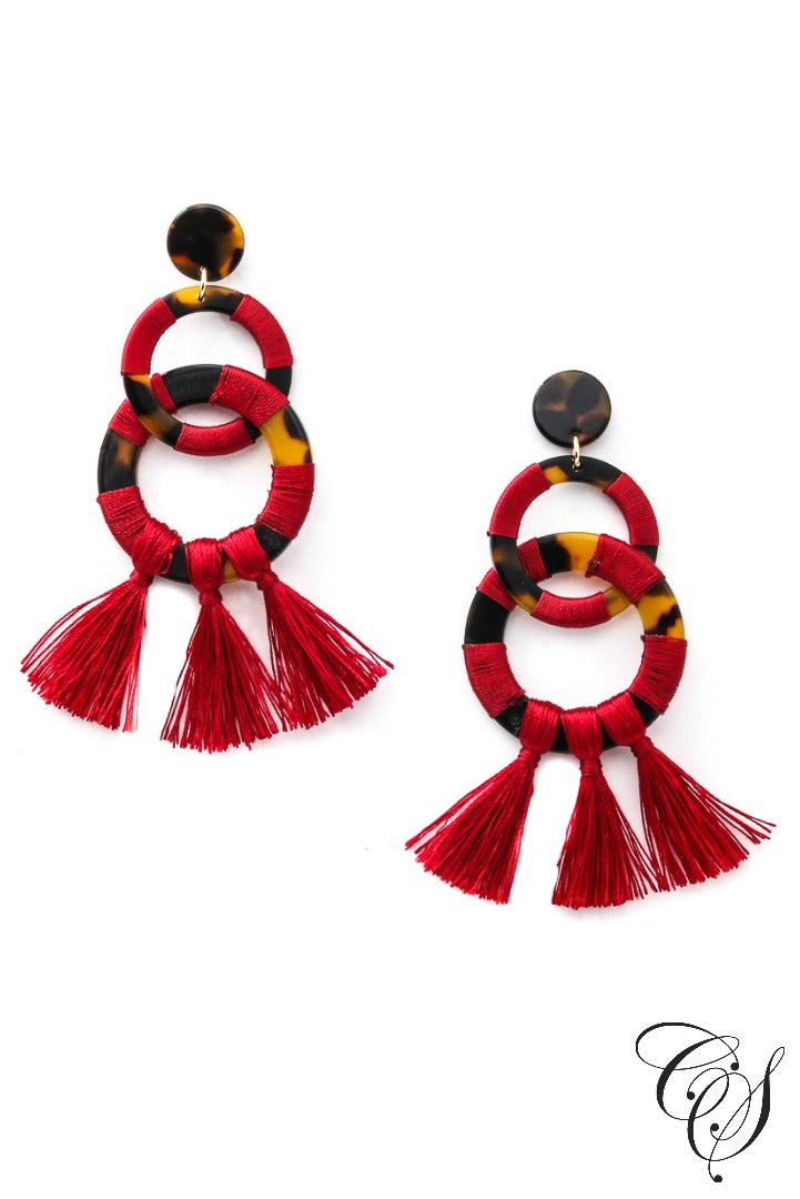 Linked Acetate Hoop Tassel Earrings, earrings - Designs By Cece Symoné