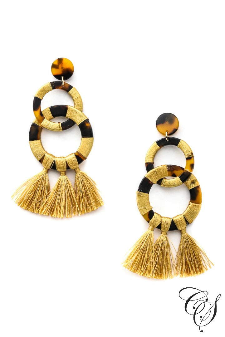 Linked Acetate Hoop Tassel Earrings, earrings - Designs By Cece Symoné