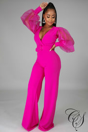 Lola Long Organza Sleeve Jumpsuit