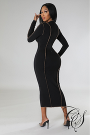 Lonia Contrast Leopard Print Long Sleeve Midaxi Dress