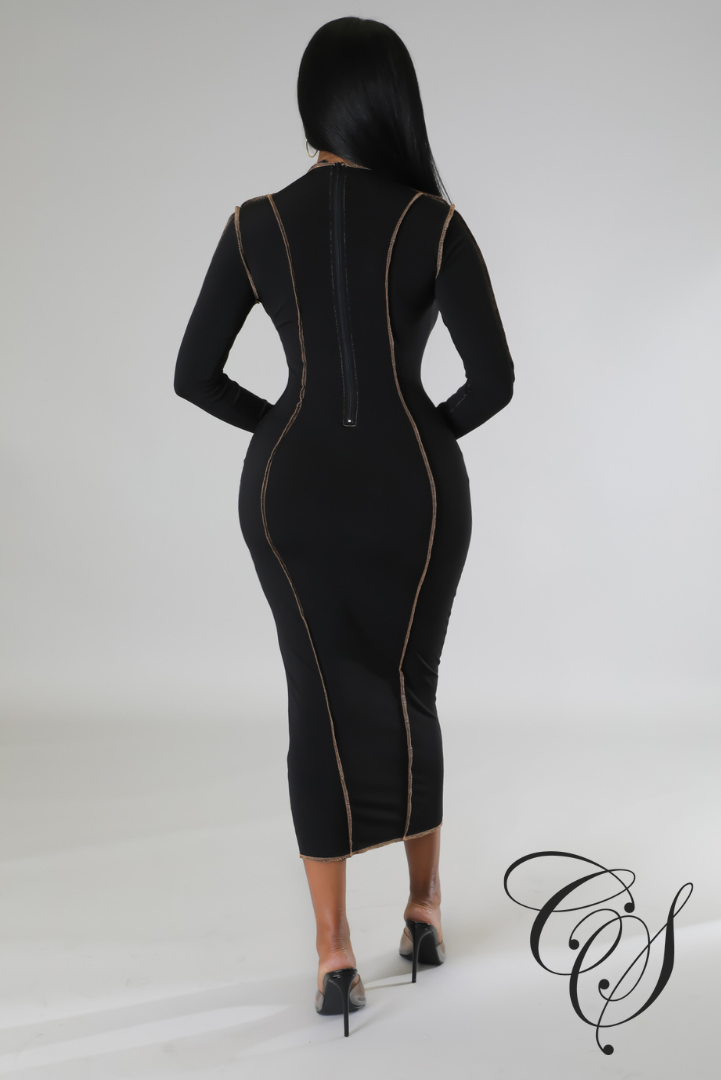 Lonia Contrast Leopard Print Long Sleeve Midaxi Dress