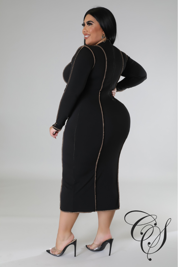 Lonia Contrast Leopard Print Long Sleeve Midaxi Dress