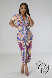 Lora Multi Renaissance Print Bodycon Dress