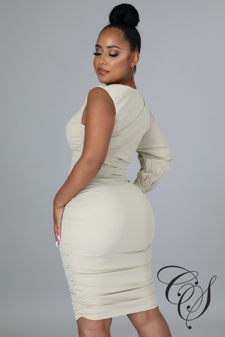 Loretta One Shoulder Ruched Poplin Midi Dress